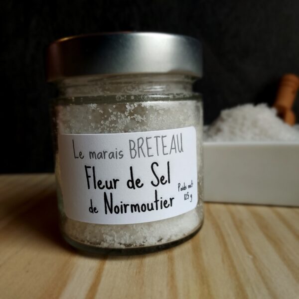 Le Marais Breteau - Production et vente de sel de Noirmoutier en Vendée 85 - Fleur de Sel de Noirmoutier - pot en verre 125g