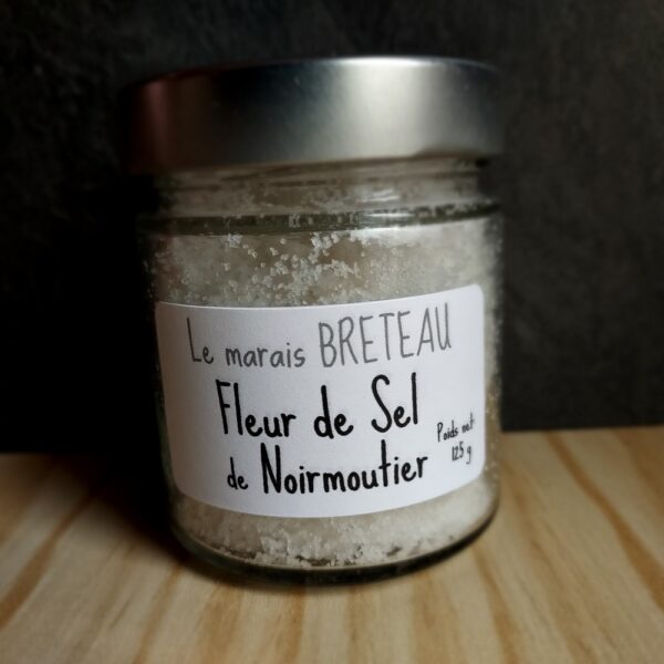 Le Marais Breteau - Production et vente de sel de Noirmoutier en Vendée 85 - Fleur de Sel de Noirmoutier - pot en verre 125g