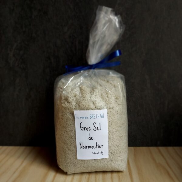 Le Marais Breteau - Production et vente de sel de Noirmoutier en Vendée 85 - Gros sel de Noirmoutier - sachet plastique 1kg