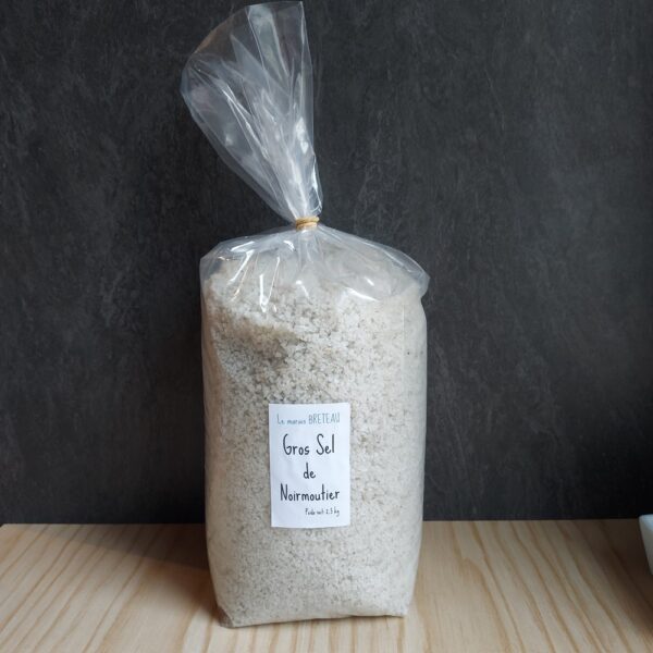 Le Marais Breteau - Production et vente de sel de Noirmoutier en Vendée 85 - Gros sel de Noirmoutier - sachet plastique 2,5kg