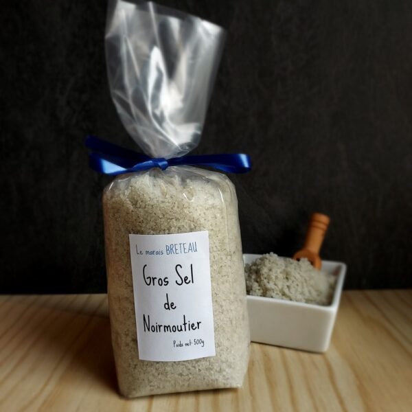 Le Marais Breteau - Production et vente de sel de Noirmoutier en Vendée 85 - Gros sel de Noirmoutier - sachet plastique 500g