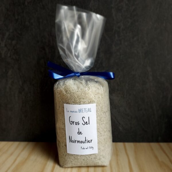 Le Marais Breteau - Production et vente de sel de Noirmoutier en Vendée 85 - Gros sel de Noirmoutier - sachet plastique 500g